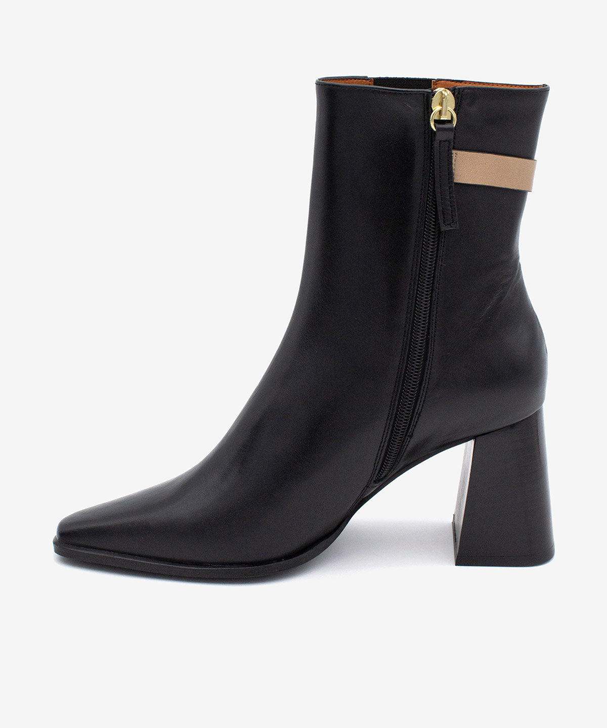 SANNA – Botín de mujer con elástico y cremallera de piel dos tonos – negro – Talla 40 – Ángel Alarcón