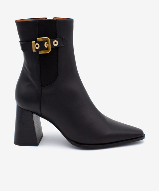 SANNA – Botín de mujer con elástico y cremallera de piel – negro – Talla 35 – Ángel Alarcón