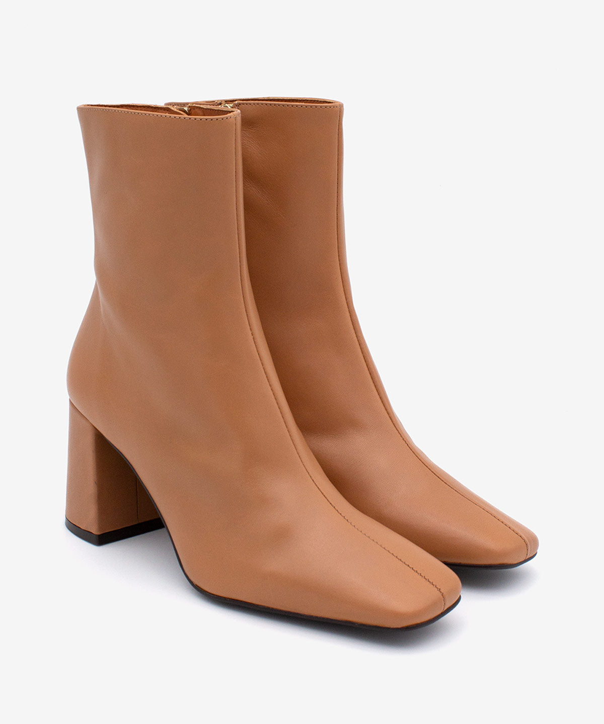 DRIMIA – Botín de mujer cómodo con tacón alto de piel – camel – Talla 39 – Ángel Alarcón