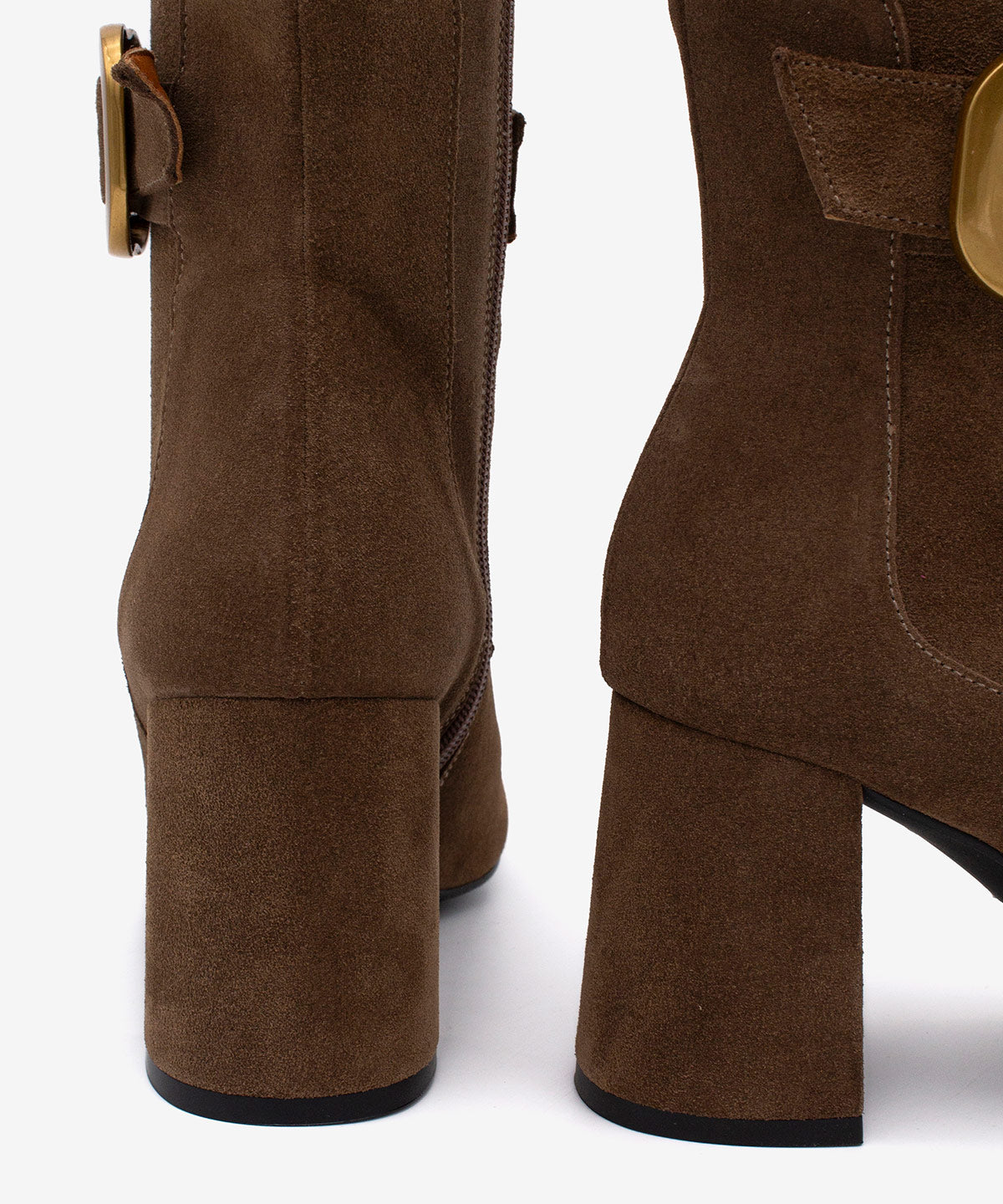 ELORA – Bota de mujer con tacón ancho de serraje – negro – Talla 40 – Ángel Alarcón
