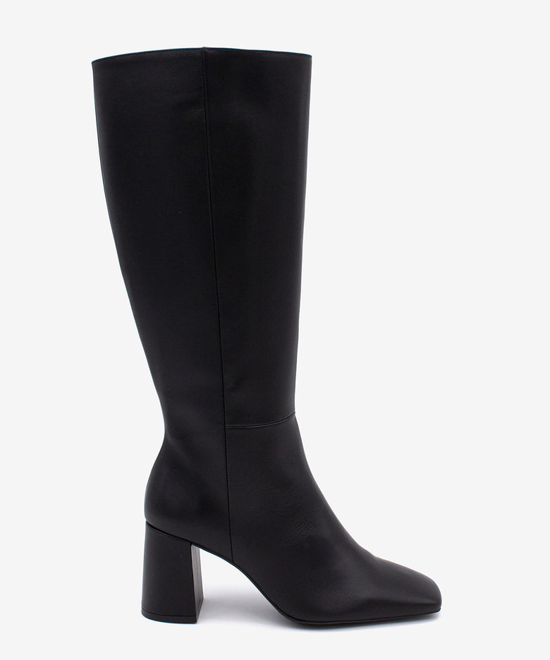 DORANA – Bota de mujer con tacón ancho y cremallera interna de piel suave – negro – Talla 35 – Ángel Alarcón