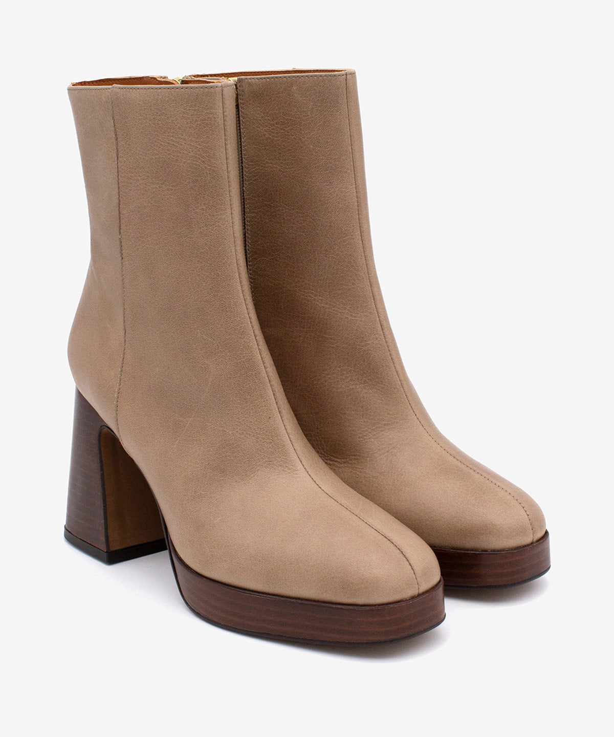 SILMIA – Botín de mujer con tacón alto y plataforma de piel – taupe – Talla 35 – Ángel Alarcón