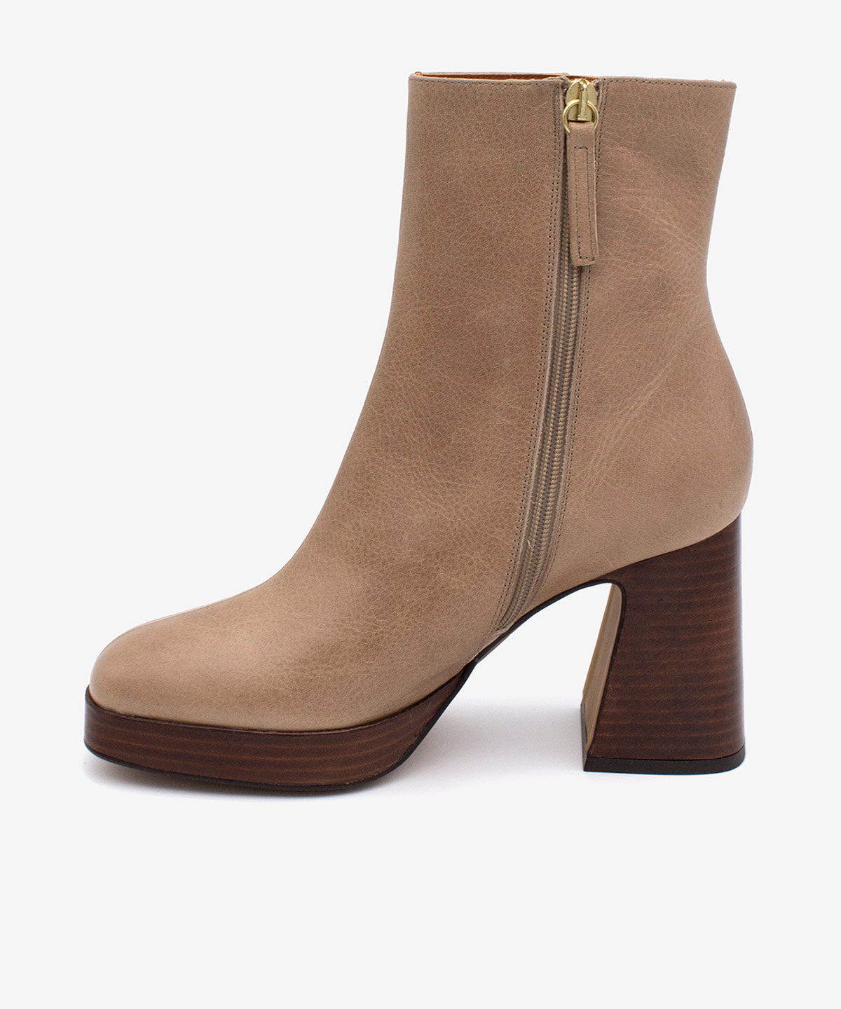 SILMIA – Botín de mujer con tacón alto y plataforma de piel – taupe – Talla 36 – Ángel Alarcón