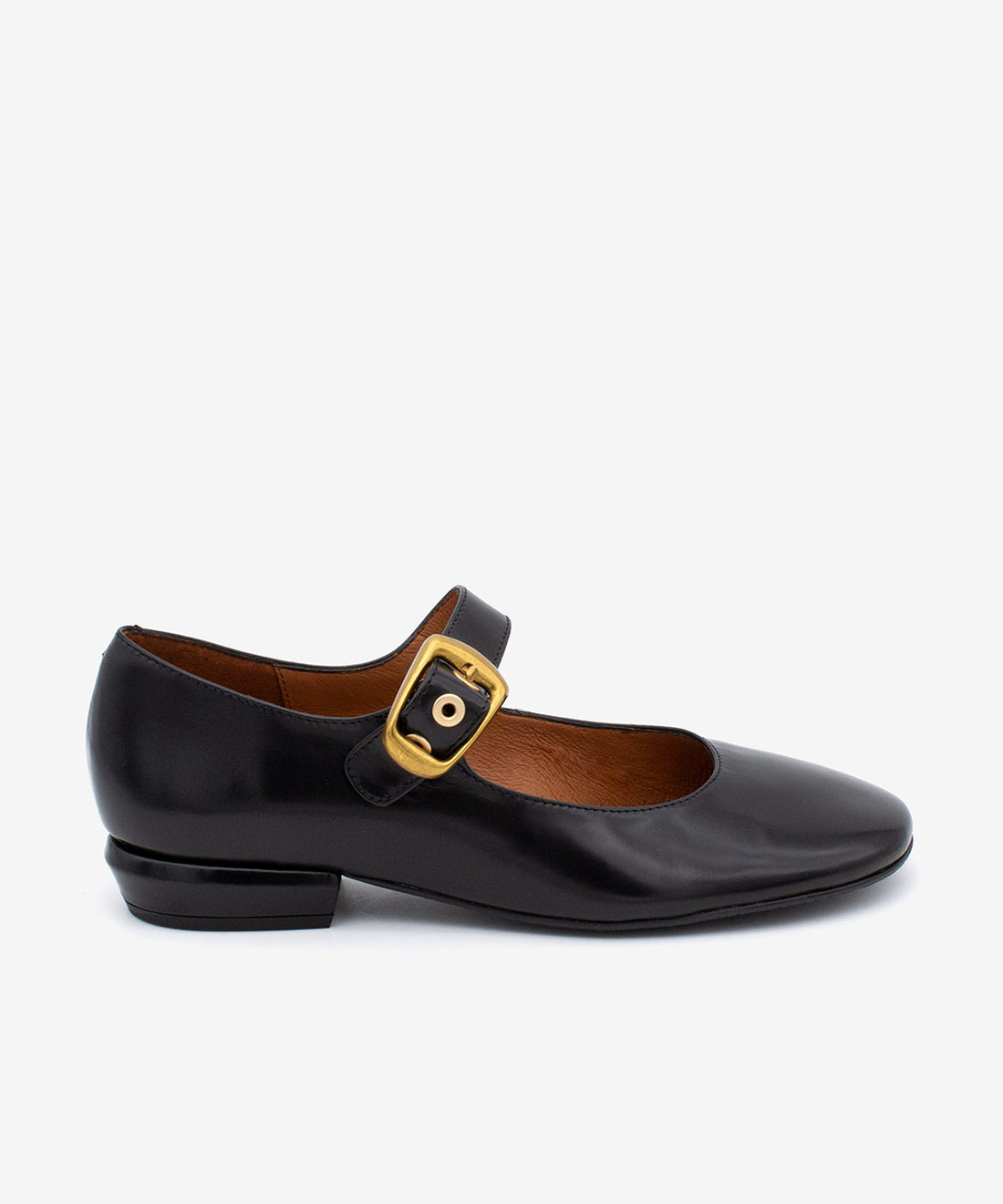 FABIOLA – Merceditas de mujer con hebilla grande de piel acharolada – negro – Talla 35 – Ángel Alarcón