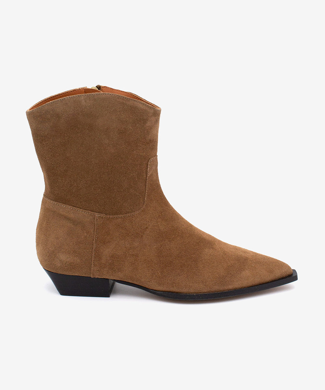 LAURIE – Botín de mujer tipo cowboy con cremallera interna de serraje – camel – Talla 35 – Ángel Alarcón