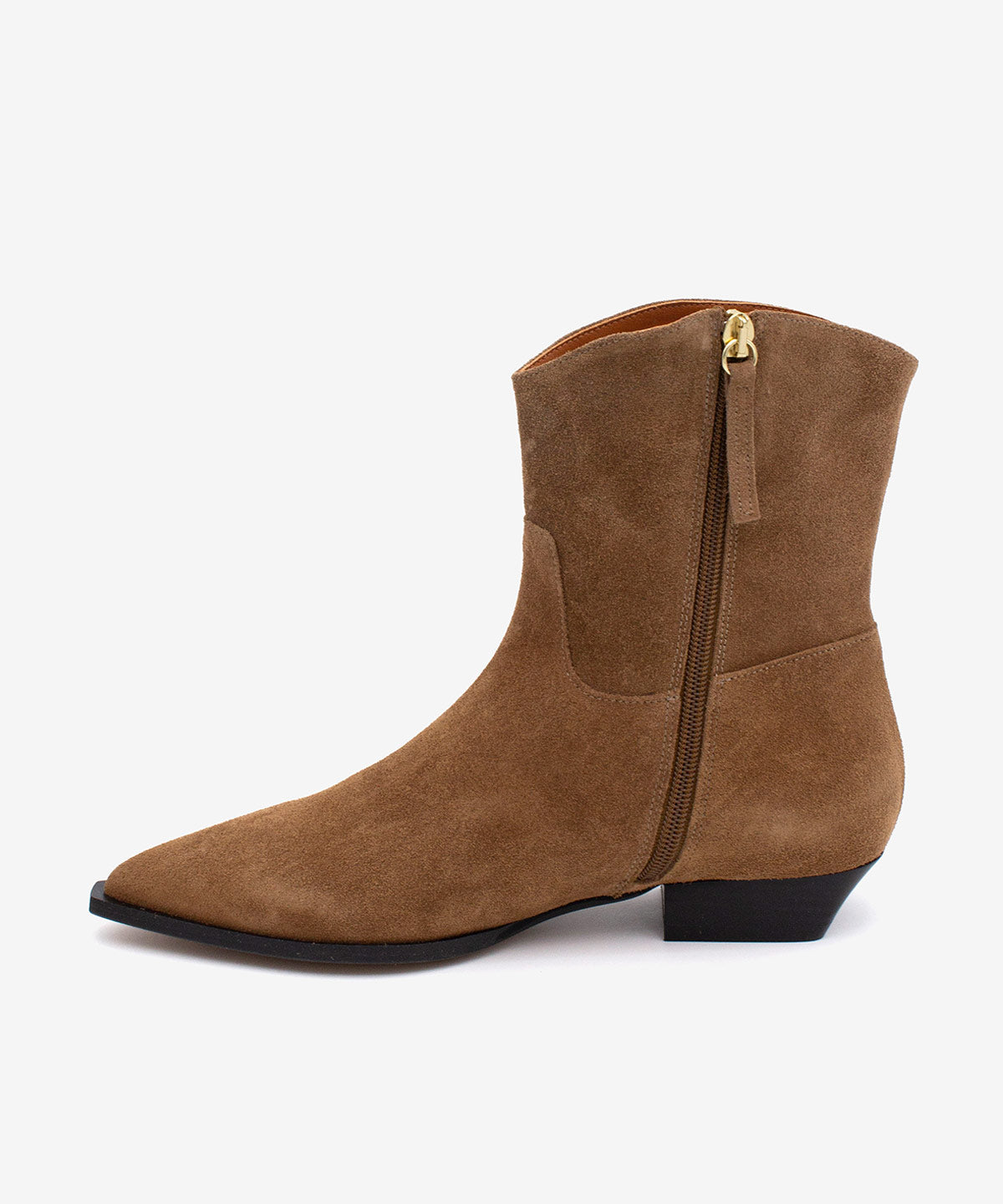 LAURIE – Botín de mujer tipo cowboy con cremallera interna de serraje – camel – Talla 38 – Ángel Alarcón