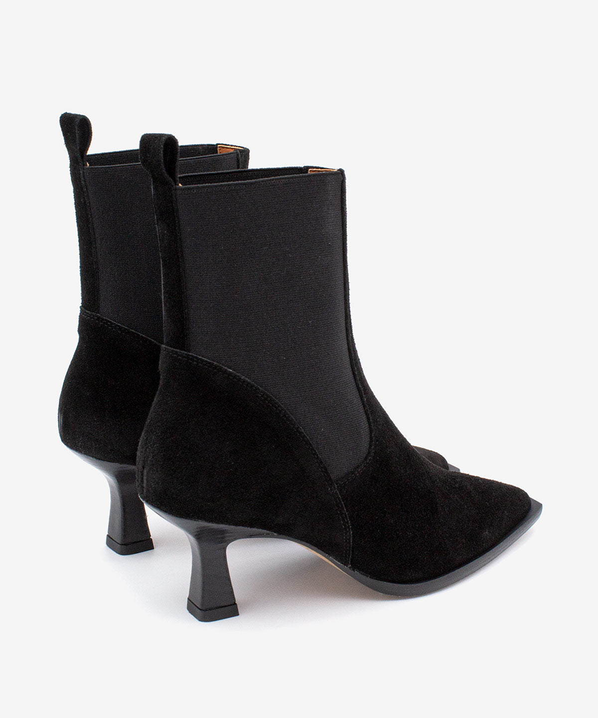 BRIELAS – Botín de mujer tipo Chelsea con tacón fino de serraje – negro – Talla 40 – Ángel Alarcón
