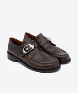 GISELLE - Mocasín de tacón bajo con hebilla en piel cepillada - Zapatos taupe - Zapatos de mujer Ángel Alarcón - Women Shoes 2026