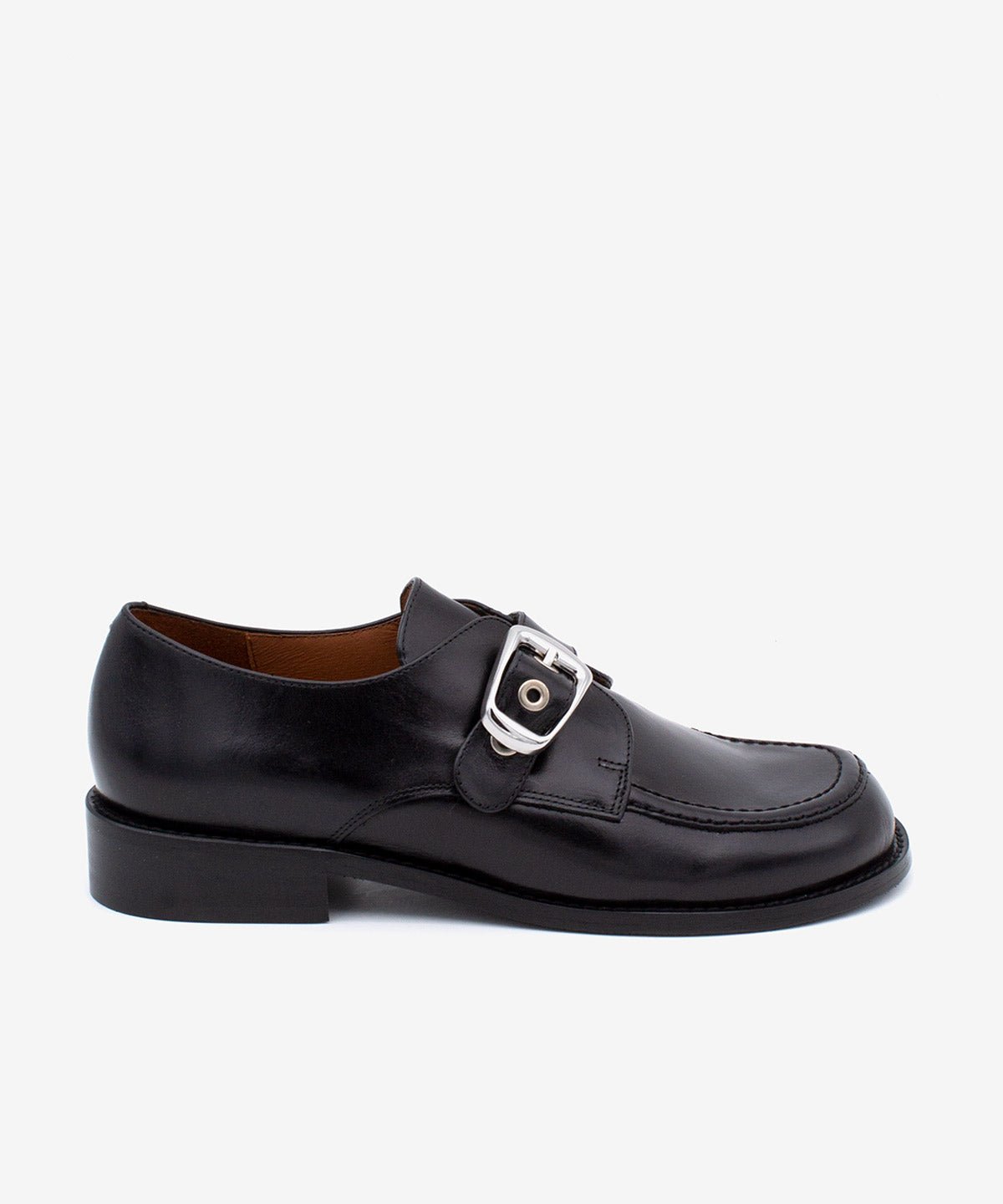 GISELLE - Mocasín de tacón bajo con hebilla oversized de piel lisa - Zapatos Negros - Zapatos de mujer Ángel Alarcón - Women Shoes 2026
