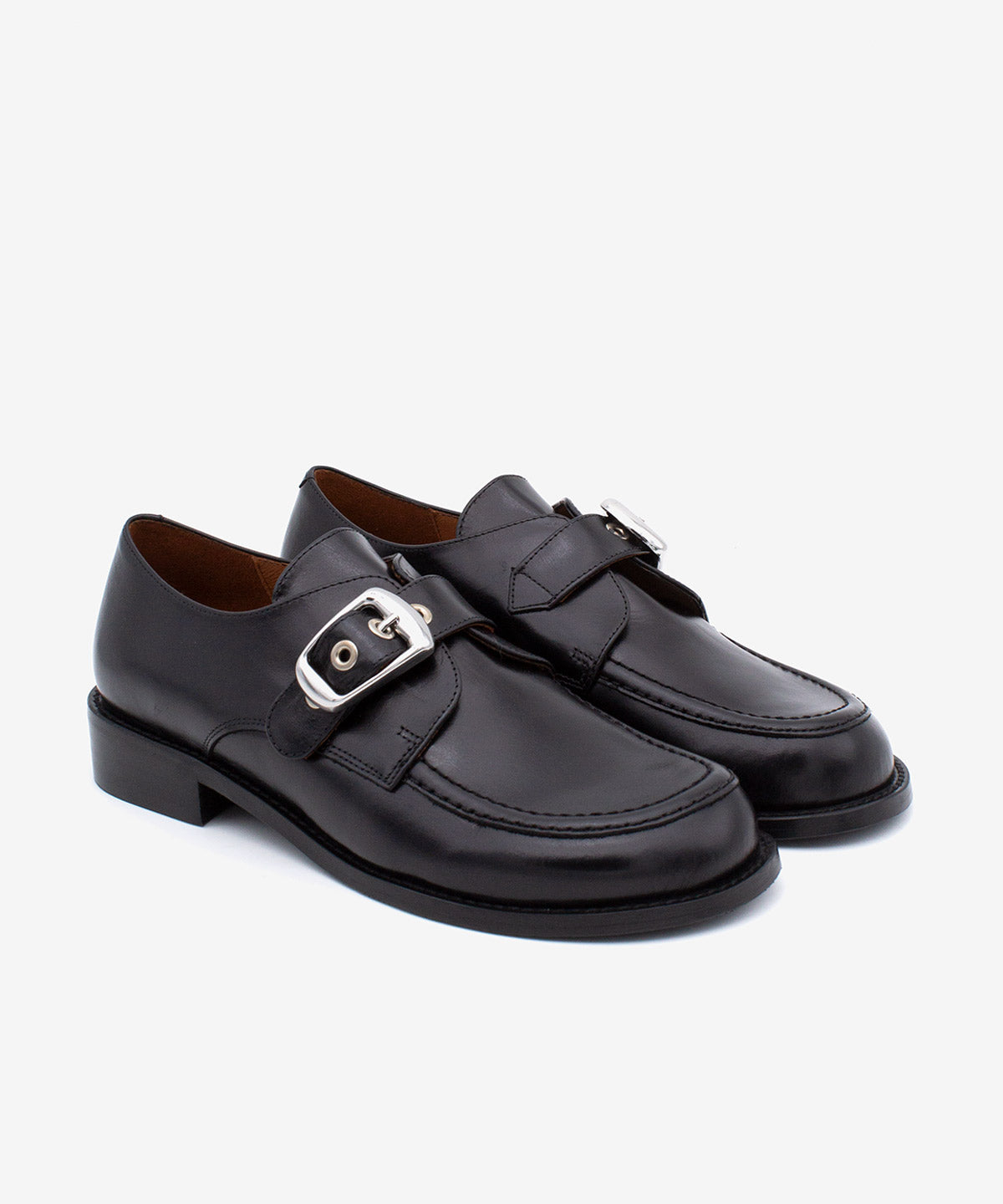 GISELLE - Mocasín de tacón bajo con hebilla oversized de piel lisa - Zapatos Negros - Zapatos de mujer Ángel Alarcón - Women Shoes 2026