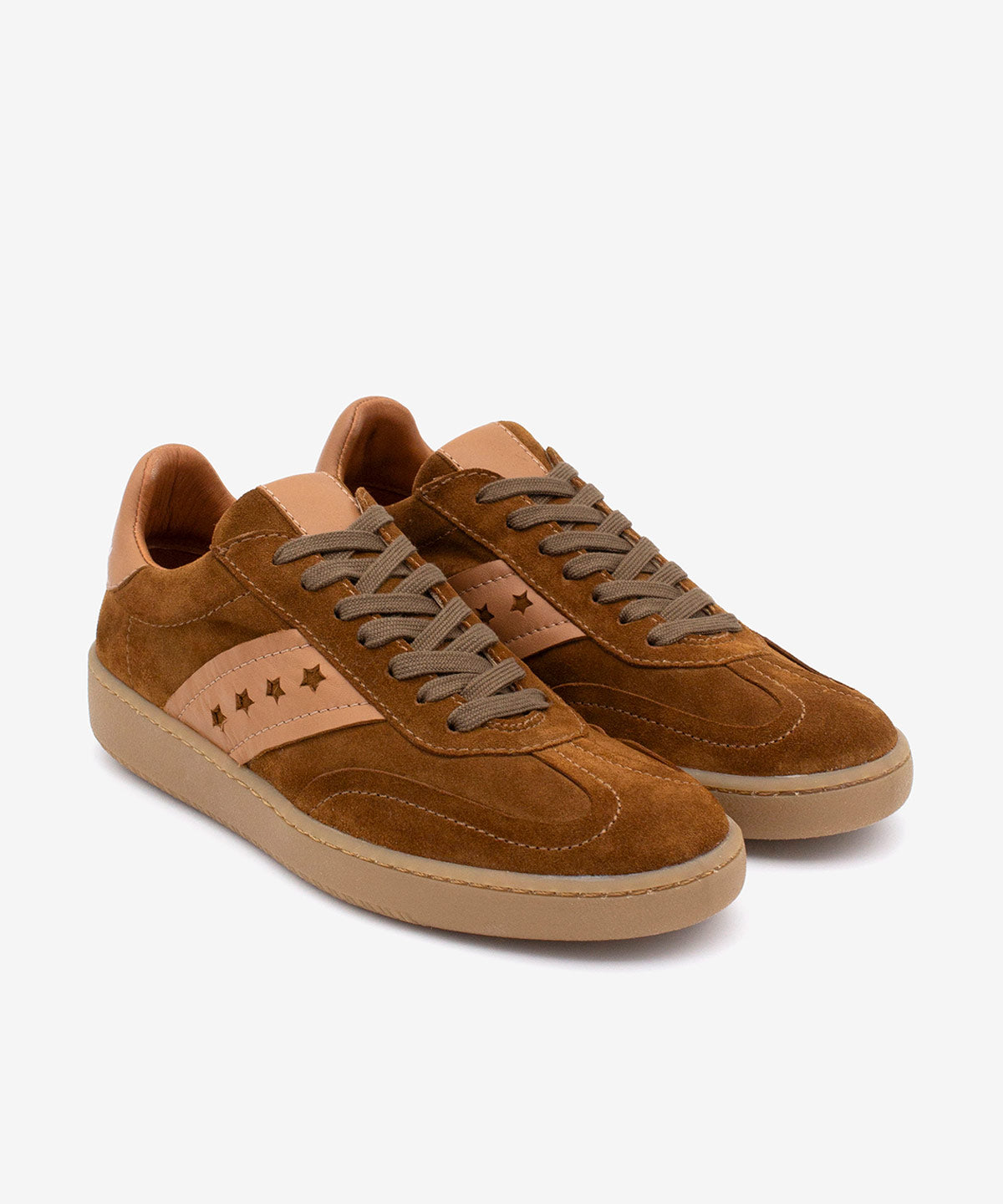 DEBORAH - Sneakers de mujer retro elegantes de serraje – camel – Talla 36 – Ángel Alarcón