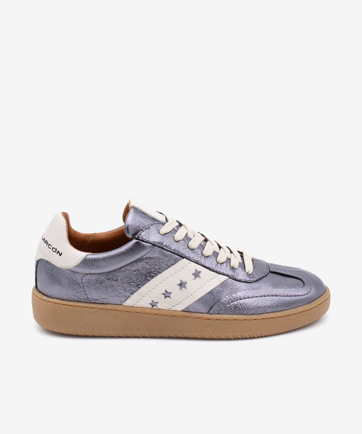DEBORAH - Sneakers de mujer retro elegantes de piel metalizada – Talla 35 – Ángel Alarcón