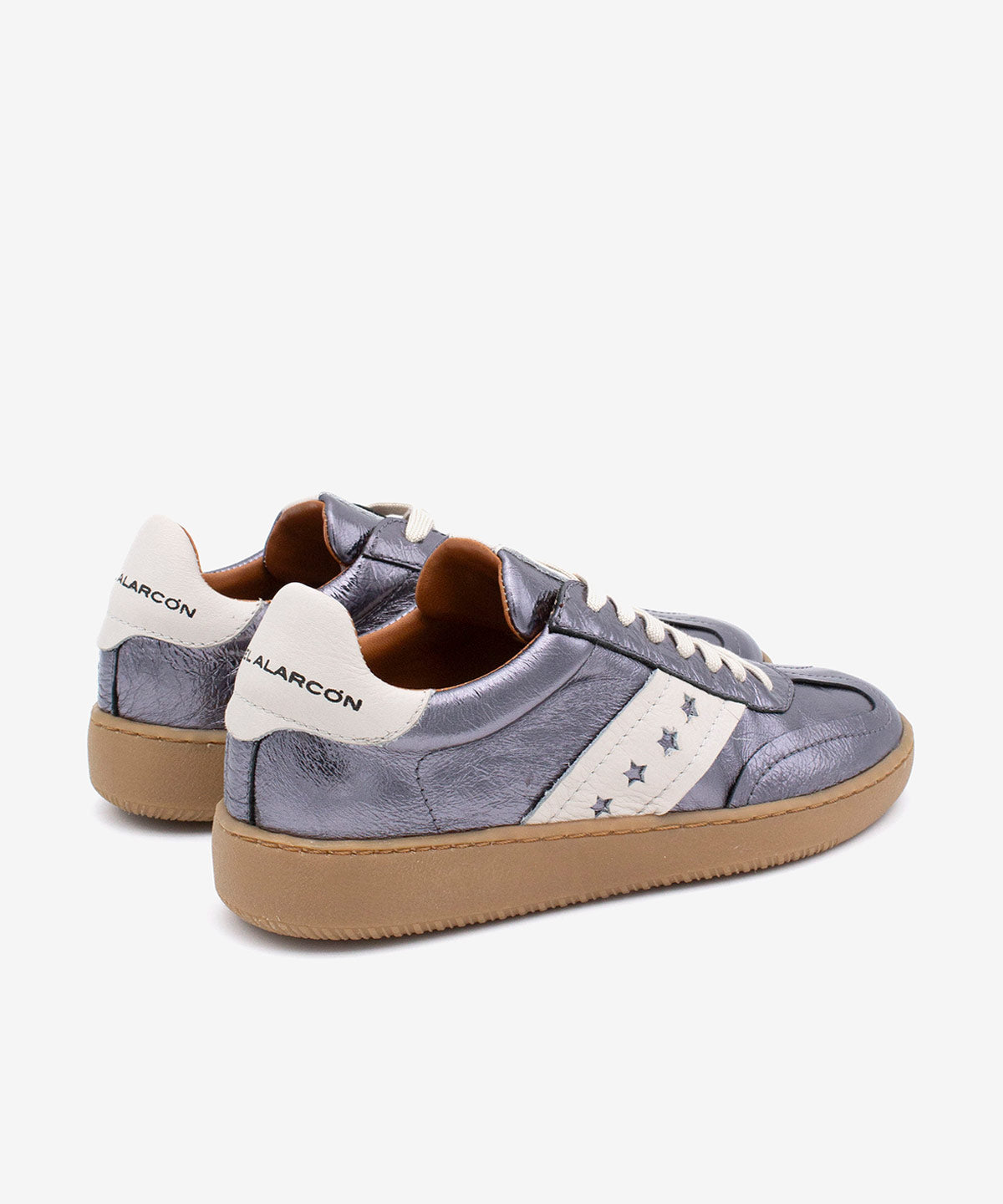 DEBORAH - Sneakers de mujer retro elegantes de piel metalizada – Talla 37 – Ángel Alarcón