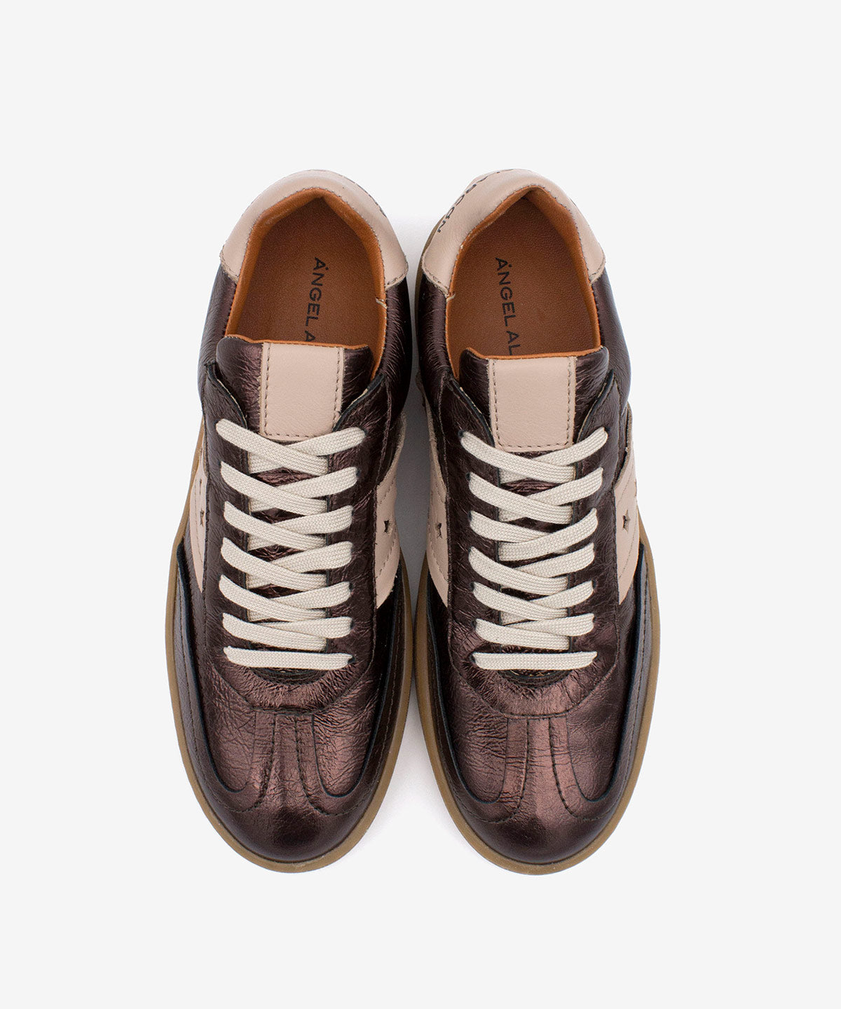 DEBORAH - Sneakers de mujer retro elegantes de piel metalizada – Talla 40 – Ángel Alarcón