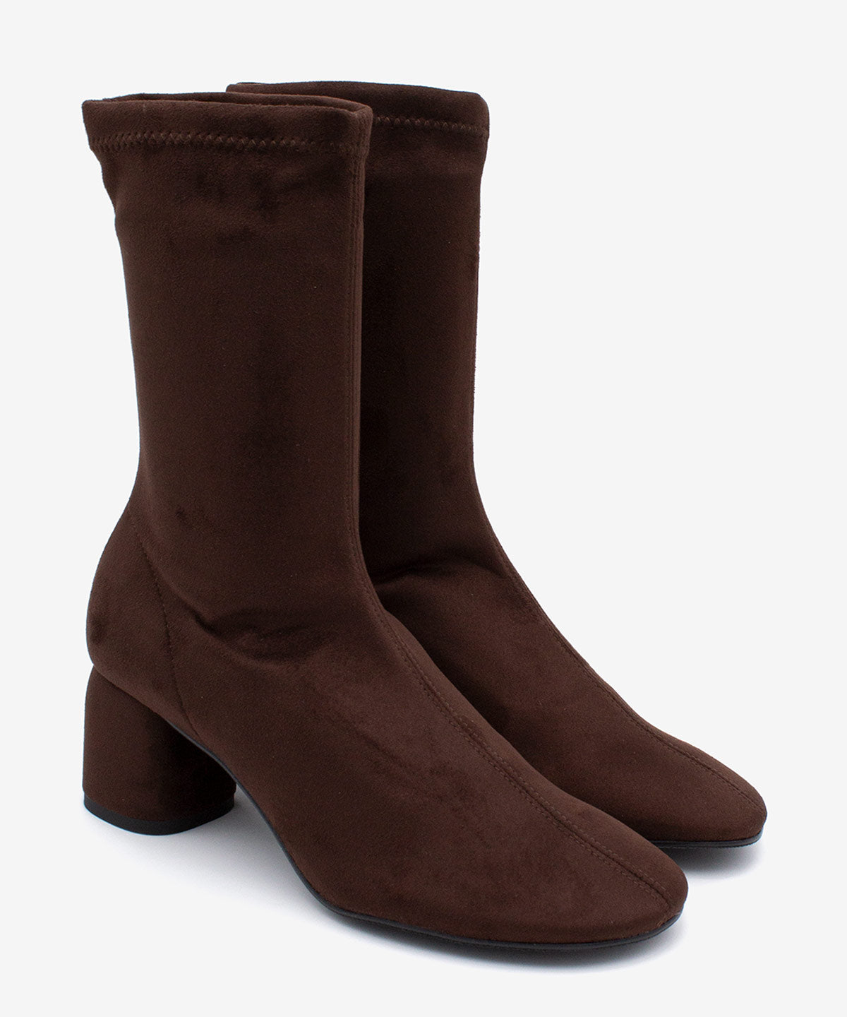 MADEL – Bota de mujer tipo calcetín de caña baja en elástico anteado – marrón oscuro – Talla 38 – Ángel Alarcón