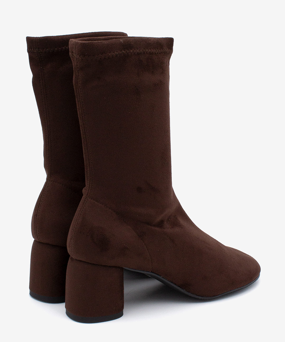 MADEL – Bota de mujer tipo calcetín de caña baja en elástico anteado – marrón oscuro – Talla 39 – Ángel Alarcón