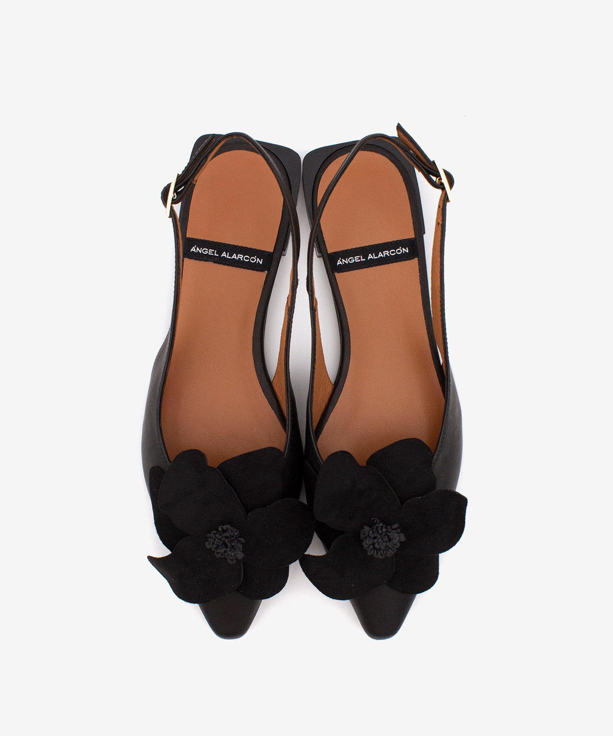 FIORA – Flat backless ballet flat with soft grain leather flower