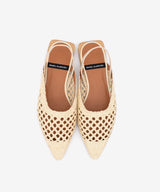 GAIA – Bailarina destalonada plana de rafia calda – beige – Ángel Alarcón