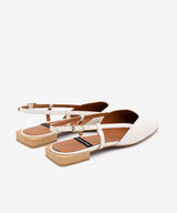 GIADA – Bailarina destalonada con tacón plano cuadrado – blanco – Talla 37 – Ángel Alarcón
