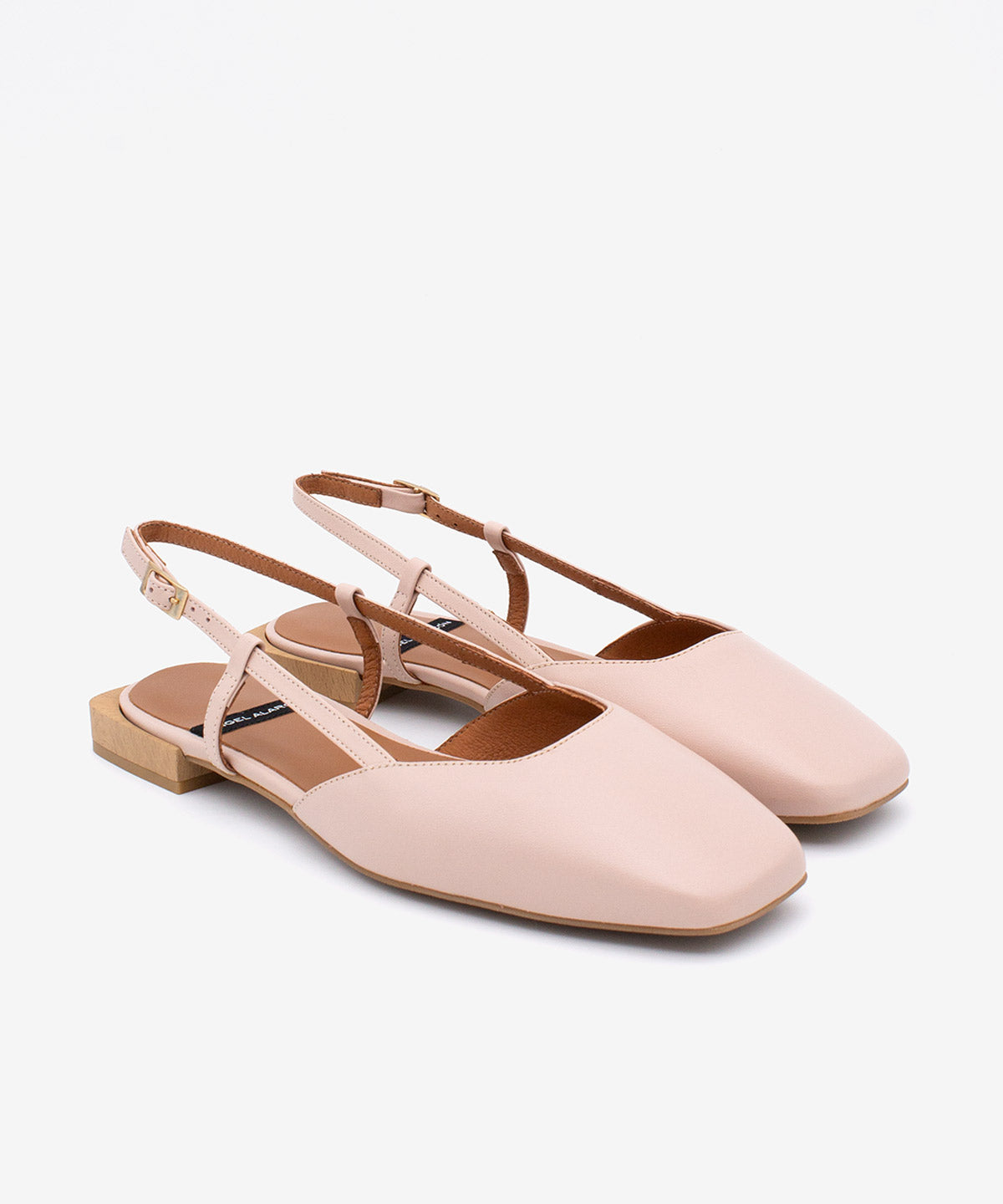 GIADA – Bailarina destalonada con tacón plano cuadrado – rosa – Talla 38 – Ángel Alarcón