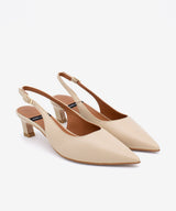 SUZANNE – Salón destalonado con tacón bajo de piel grano suave – blanco – Talla 35 – Ángel Alarcón