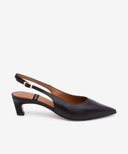 SUZANNE – Salón destalonado con tacón bajo de piel grano suave – negro – Talla 36 – Ángel Alarcón