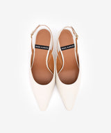 CARLA - Salón destalonado de mujer con tacón bajo de vestir de piel grano suave - Zapatos blancos - Zapatos de mujer Ángel Alarcón - Women Shoes 2026