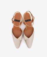 EMILIA – Salón con talón descubierto sujeto al tobillo con tacón bajo – beige – Talla 37 – Ángel Alarcón