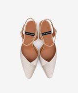 EMILIA – Salón con talón descubierto sujeto al tobillo con tacón bajo – beige – Talla 39 – Ángel Alarcón