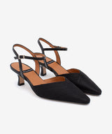 EMILIA – Salón con talón descubierto sujeto al tobillo con tacón bajo – negro – Talla 35 – Ángel Alarcón