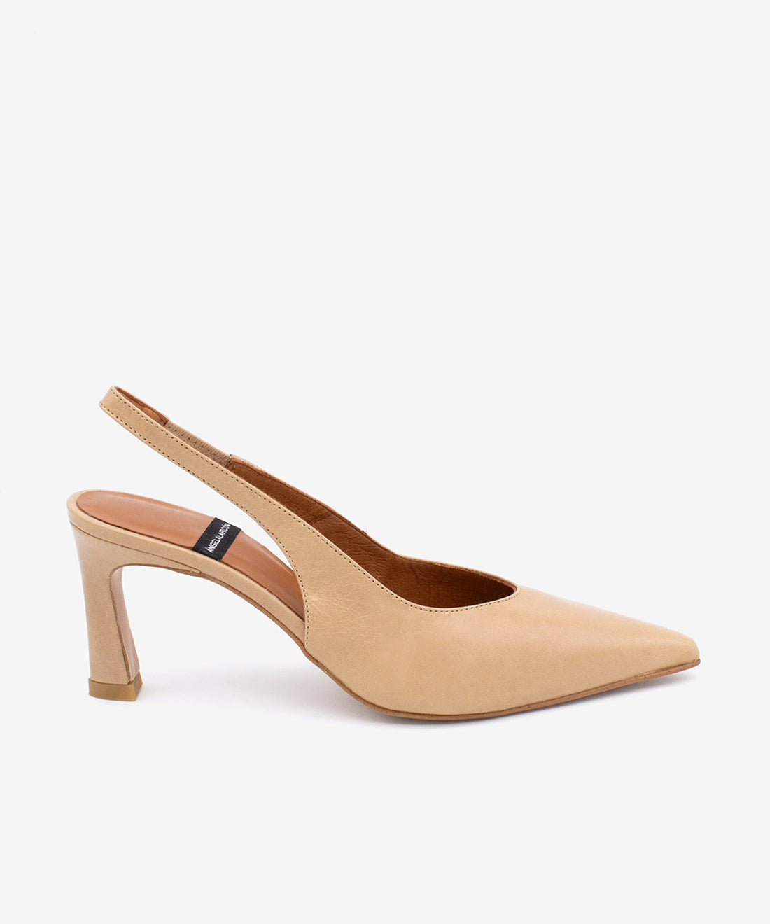 NARA – Stiletto destalonado con tacón alto de piel texturizada – marrón – Talla 35 – Ángel Alarcón