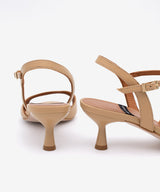 ELVIRA – Sandalia de tacón fino medio con pulsera al tobillo de piel suave – beige – Talla 36 – Ángel Alarcón