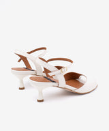 ELVIRA – Sandalia de tacón fino medio con pulsera al tobillo de piel suave – blanco – Talla 37 – Ángel Alarcón