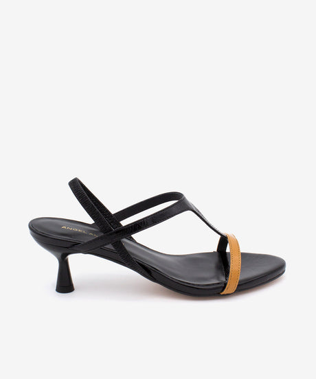 CINZA – Sandalia elegante de tacón fino medio en negro y cuero - Zapatos Negros - Zapatos de mujer Ángel Alarcón - Women Shoes 2026