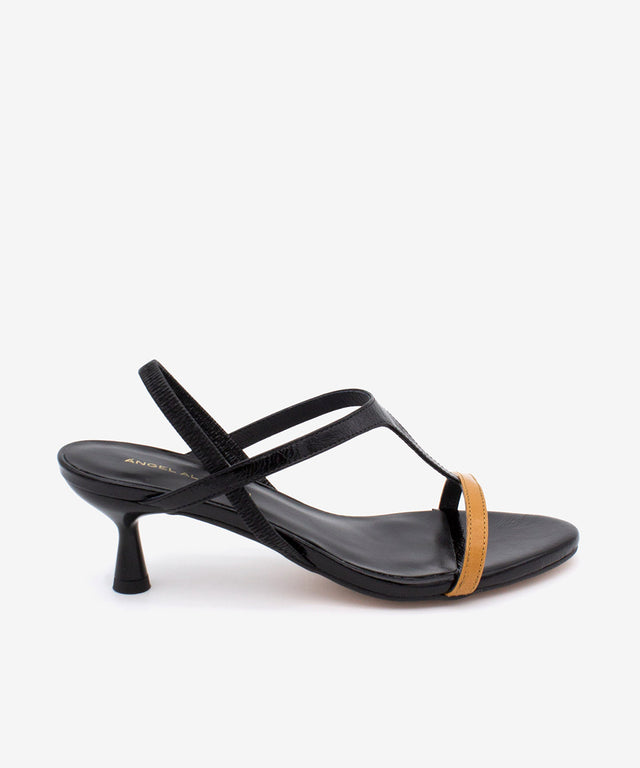 CINZA – Sandalia elegante de tacón fino medio en negro y cuero - Zapatos Negros - Zapatos de mujer Ángel Alarcón - Women Shoes 2026