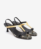 CINZA – Sandalia elegante de tacón fino medio multicolor negro dorado y print serpiente verde - Zapatos Negros - Zapatos de mujer Ángel Alarcón - Women Shoes 2026