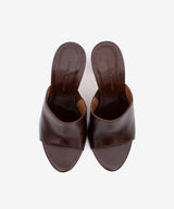 ALMAU – Mules de vestir elegantes con tacón alto efecto madera de piel texturizada – marrón – Talla 38 – Ángel Alarcón