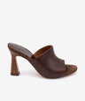 ALMAU – Mules de vestir elegantes con tacón alto de piel texturizada – marrón – Talla 35 – Ángel Alarcón