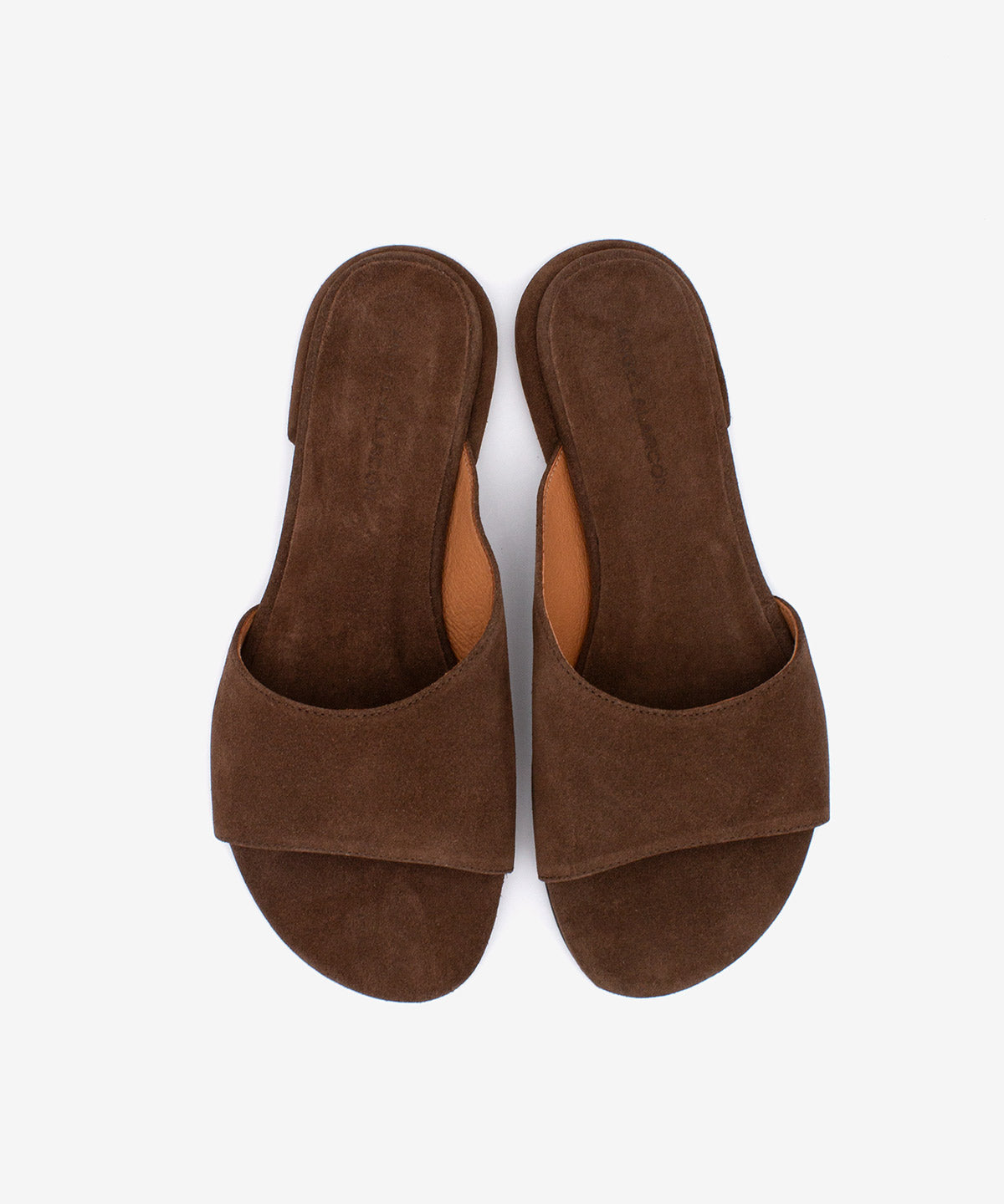 LUCIA – Mule abierta de tacón bajo de serraje – marrón oscuro – Talla 38 – Ángel Alarcón