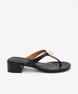 ZELMA – Sandalia de dedo de tacón bajo de piel texturizada – negro – Talla 38 – Ángel Alarcón