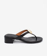 ZELMA – Sandalia de dedo de tacón bajo de piel texturizada – negro – Talla 38 – Ángel Alarcón