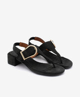 ADINA – Sandalia de dedo de mujer con tacón bajo ancho de serraje – zapatos de color negro – Calzado de mujer Ángel Alarcón
