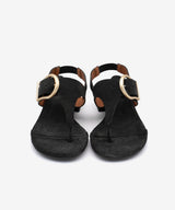ADINA – Sandalia de dedo de mujer con tacón bajo ancho de serraje – zapatos de color negro – Calzado de mujer Ángel Alarcón