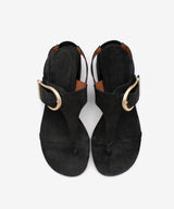 ADINA – Sandalia de dedo de mujer con tacón bajo ancho de serraje – zapatos de color negro – Calzado de mujer Ángel Alarcón