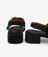 ADINA – Sandalia de dedo de mujer con tacón bajo ancho de serraje – zapatos de color negro – Calzado de mujer Ángel Alarcón
