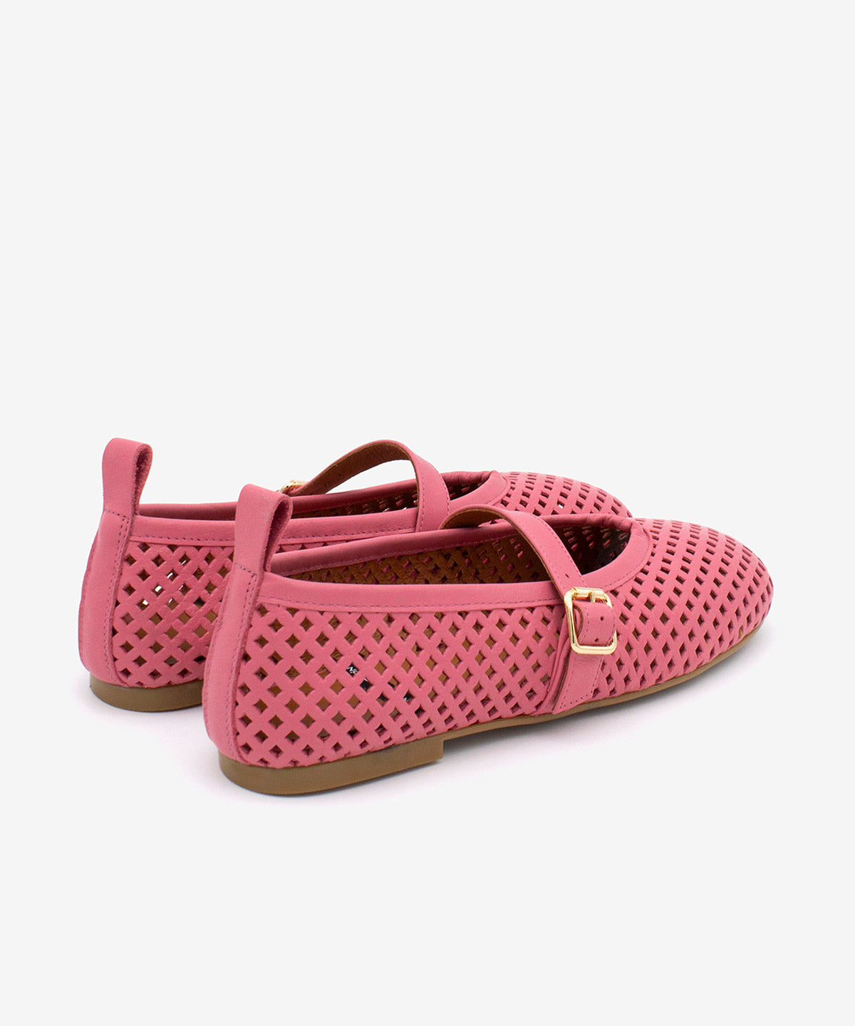 TIZIANA - Merceditas planas de mujer de piel troquelada a láser – rosa – Talla 37 – Ángel Alarcón