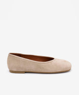 SAMANTA – Bailarina de mujer plana y cómoda de serraje – beige – Talla 35 – Ángel Alarcón