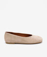 SAMANTA – Bailarina de mujer plana y cómoda de serraje – beige – Talla 35 – Ángel Alarcón