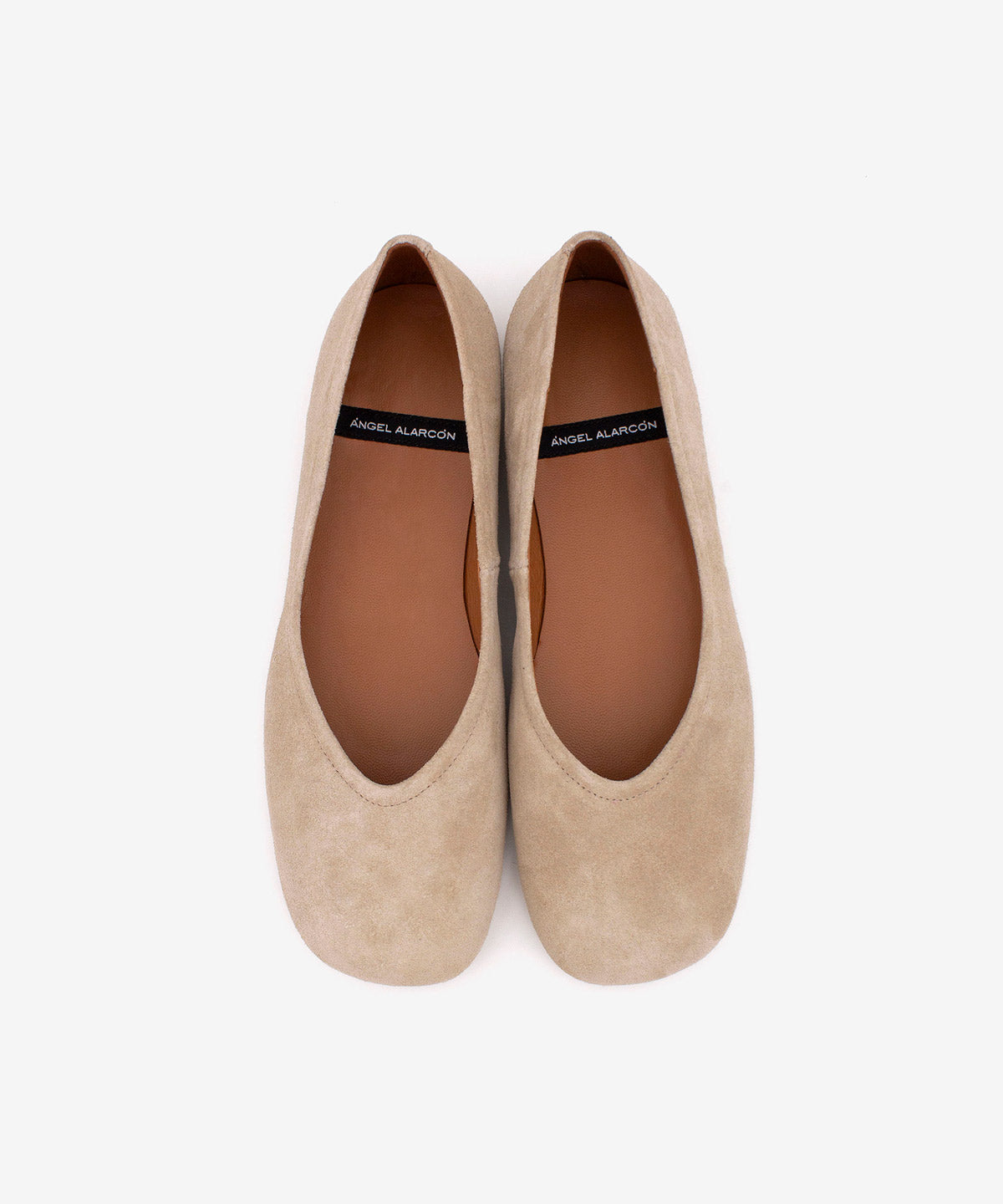 SAMANTA – Bailarina de mujer plana y cómoda de serraje – beige – Talla 38 – Ángel Alarcón
