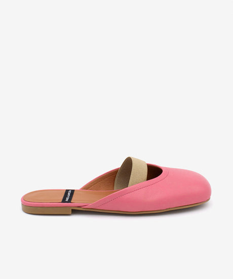 DELIA – Zueco plano destalonado de mujer con cierre elástico de piel suave – rosa – Talla 35 – Ángel Alarcón